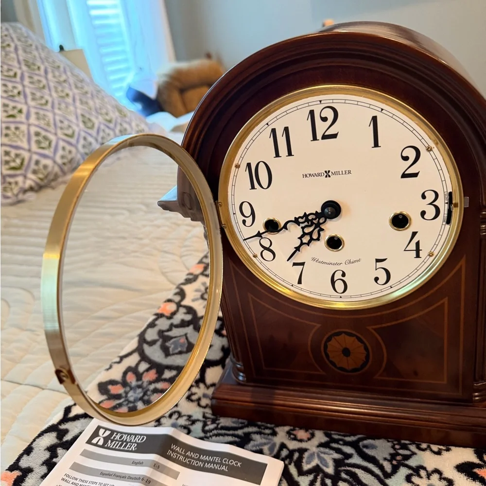 Howard Miller Classic Mantel Clock in Rich Brown Wood